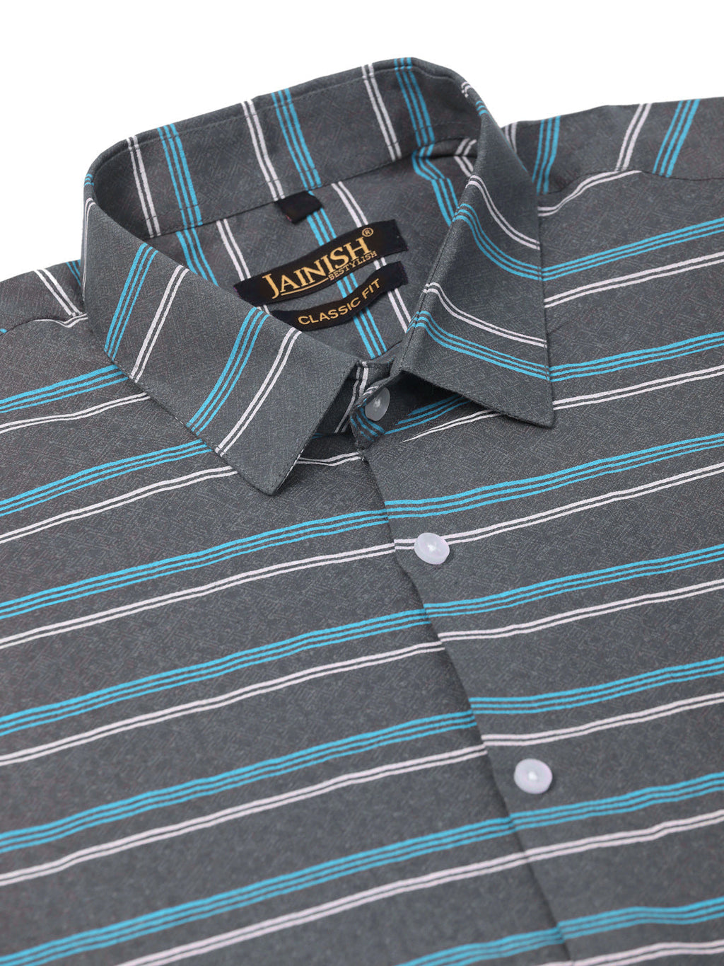 Jainish Men's Cotton Striped Half Sleeve Formal Shirts ( SF 816Grey ) | Grocsy