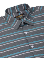 Jainish Men's Cotton Striped Half Sleeve Formal Shirts ( SF 816Grey ) | Grocsy