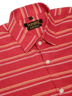 Jainish Men's Cotton Striped Half Sleeve Formal Shirts ( SF 816Maroon ) | Grocsy