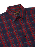Jainish Men's Cotton Checked Half Sleeve Formal Shirts ( SF 818Red-Blue ) | Grocsy