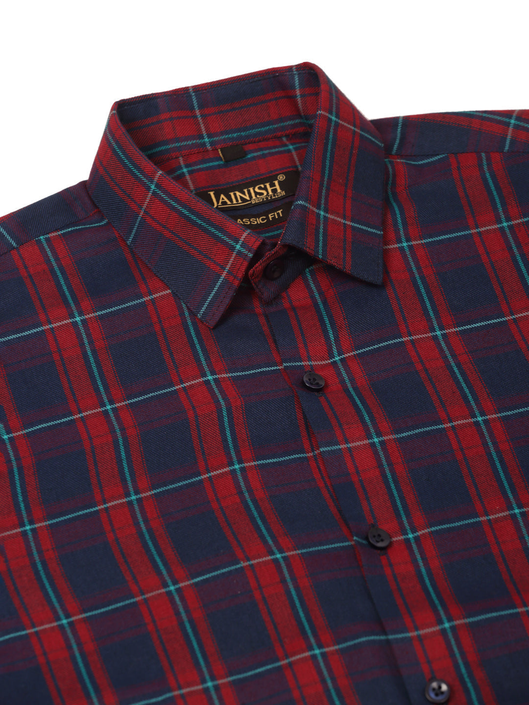 Jainish Men's Cotton Checked Half Sleeve Formal Shirts ( SF 818Red-Blue ) | Grocsy