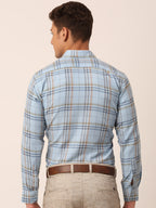 Jainish Men's Cotton Checked Formal Shirts ( SF 819Sky ) | Grocsy