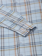 Jainish Men's Cotton Checked Formal Shirts ( SF 819Sky ) | Grocsy