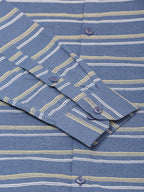Jainish Men's Cotton Striped Formal Shirts ( SF 820Blue ) | Grocsy