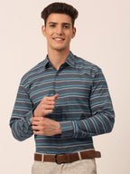 Jainish Men's Cotton Striped Formal Shirts ( SF 820Grey ) | Grocsy