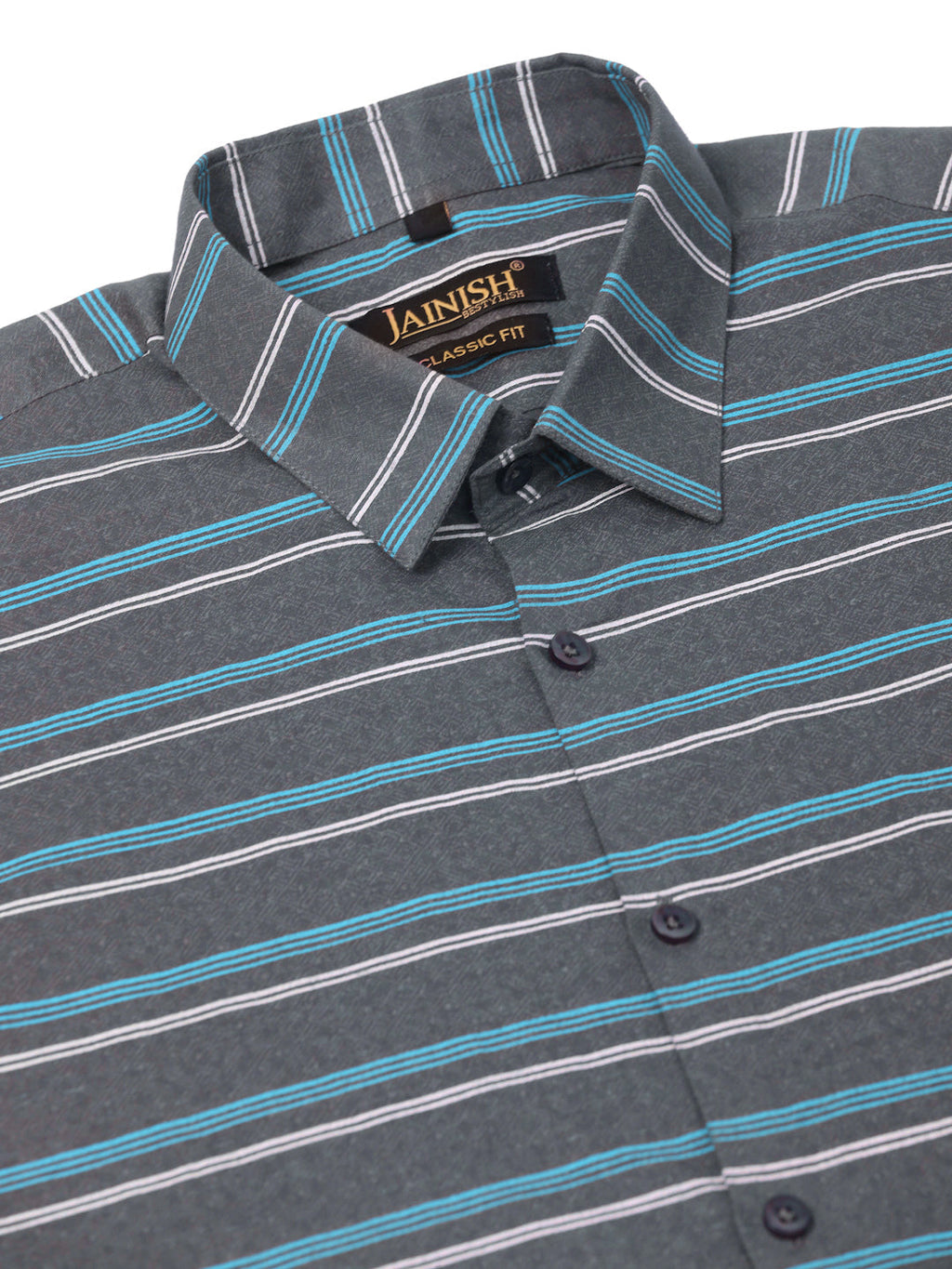 Jainish Men's Cotton Striped Formal Shirts ( SF 820Grey ) | Grocsy