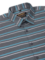 Jainish Men's Cotton Striped Formal Shirts ( SF 820Grey ) | Grocsy