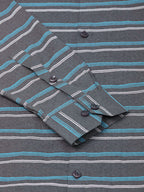 Jainish Men's Cotton Striped Formal Shirts ( SF 820Grey ) | Grocsy