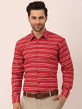 Jainish Men's Cotton Striped Formal Shirts ( SF 820Maroon ) | Grocsy