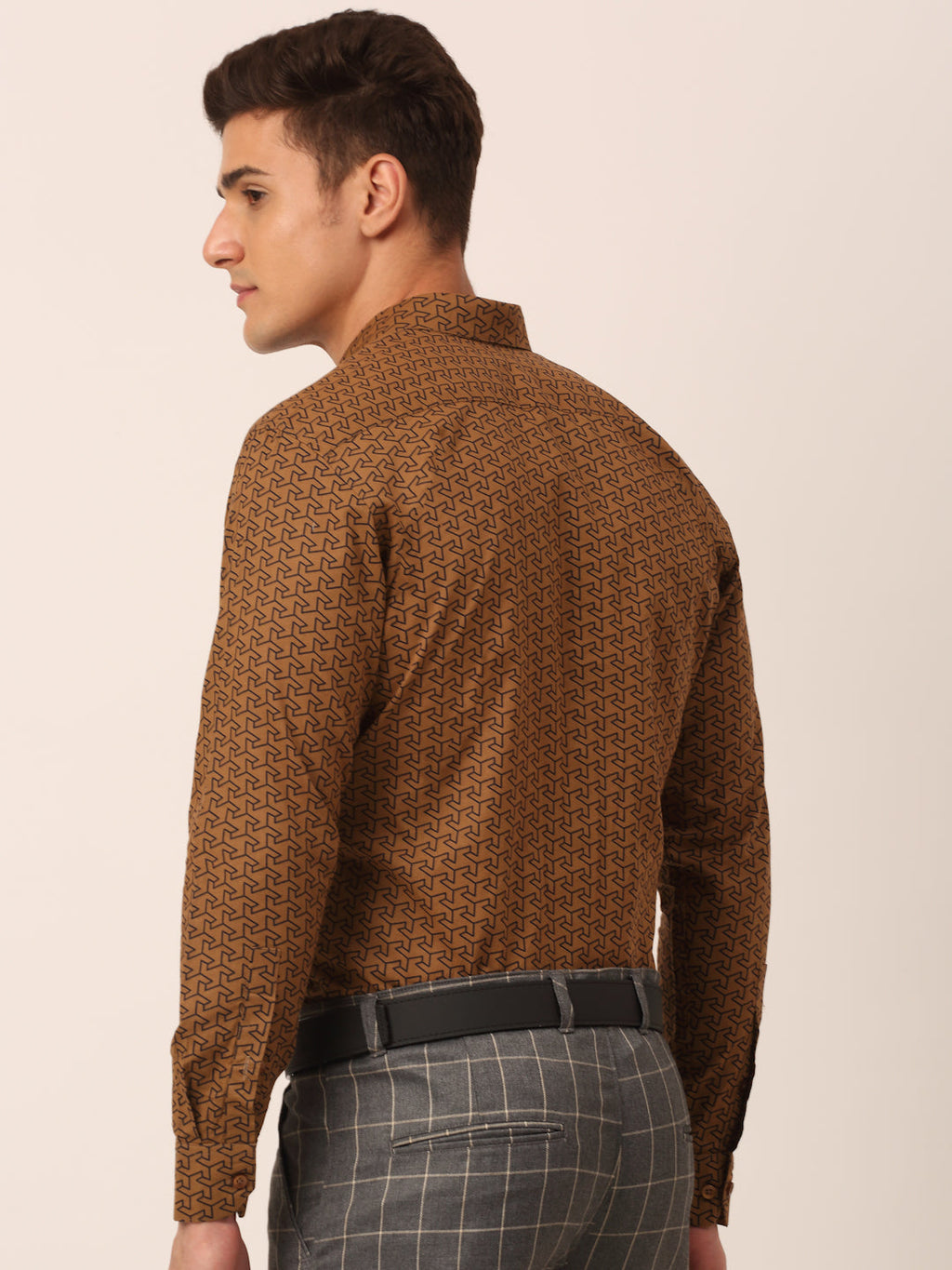 Jainish Men's Cotton Printed Formal Shirts ( SF 821Beige ) | Grocsy