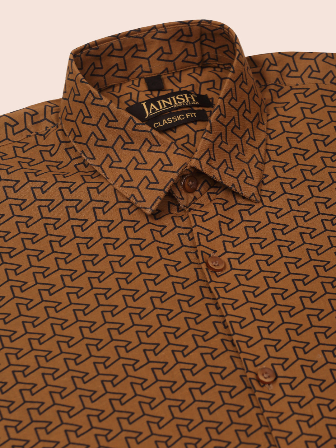 Jainish Men's Cotton Printed Formal Shirts ( SF 821Beige ) | Grocsy