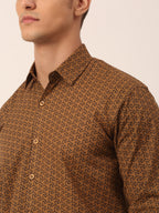 Jainish Men's Cotton Printed Formal Shirts ( SF 821Beige ) | Grocsy
