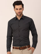 Jainish Men's Cotton Printed Formal Shirts ( SF 821Black ) | Grocsy