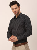 Jainish Men's Cotton Printed Formal Shirts ( SF 821Black ) | Grocsy