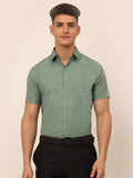 Jainish Men's Cotton Printed Formal Shirts - Green | Grocsy