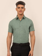 Jainish Men's Cotton Printed Formal Shirts - Green | Grocsy