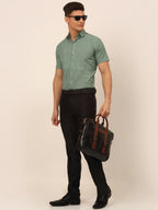 Jainish Men's Cotton Printed Formal Shirts - Green | Grocsy