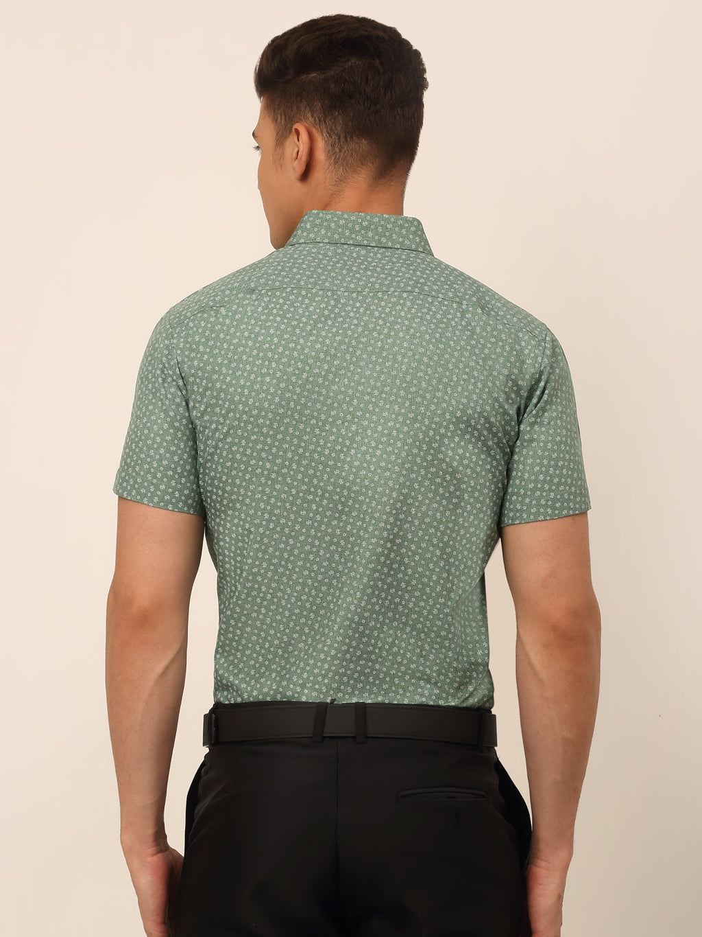 Jainish Men's Cotton Printed Formal Shirts - Green | Grocsy