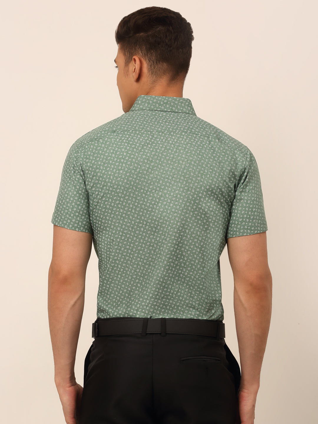 Jainish Men's Cotton Printed Formal Shirts - Green | Grocsy