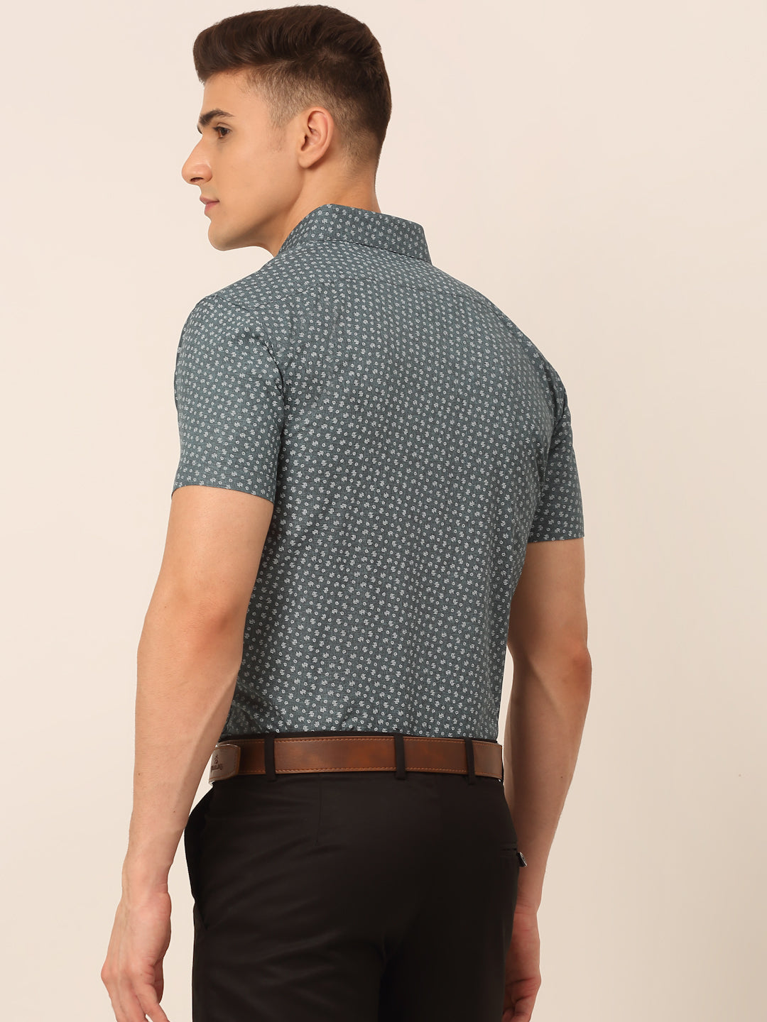 Jainish Men's Cotton Printed Formal Shirts - Grey | Grocsy