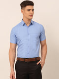 Jainish Men's Cotton Printed Formal Shirts - Light-Blue | Grocsy
