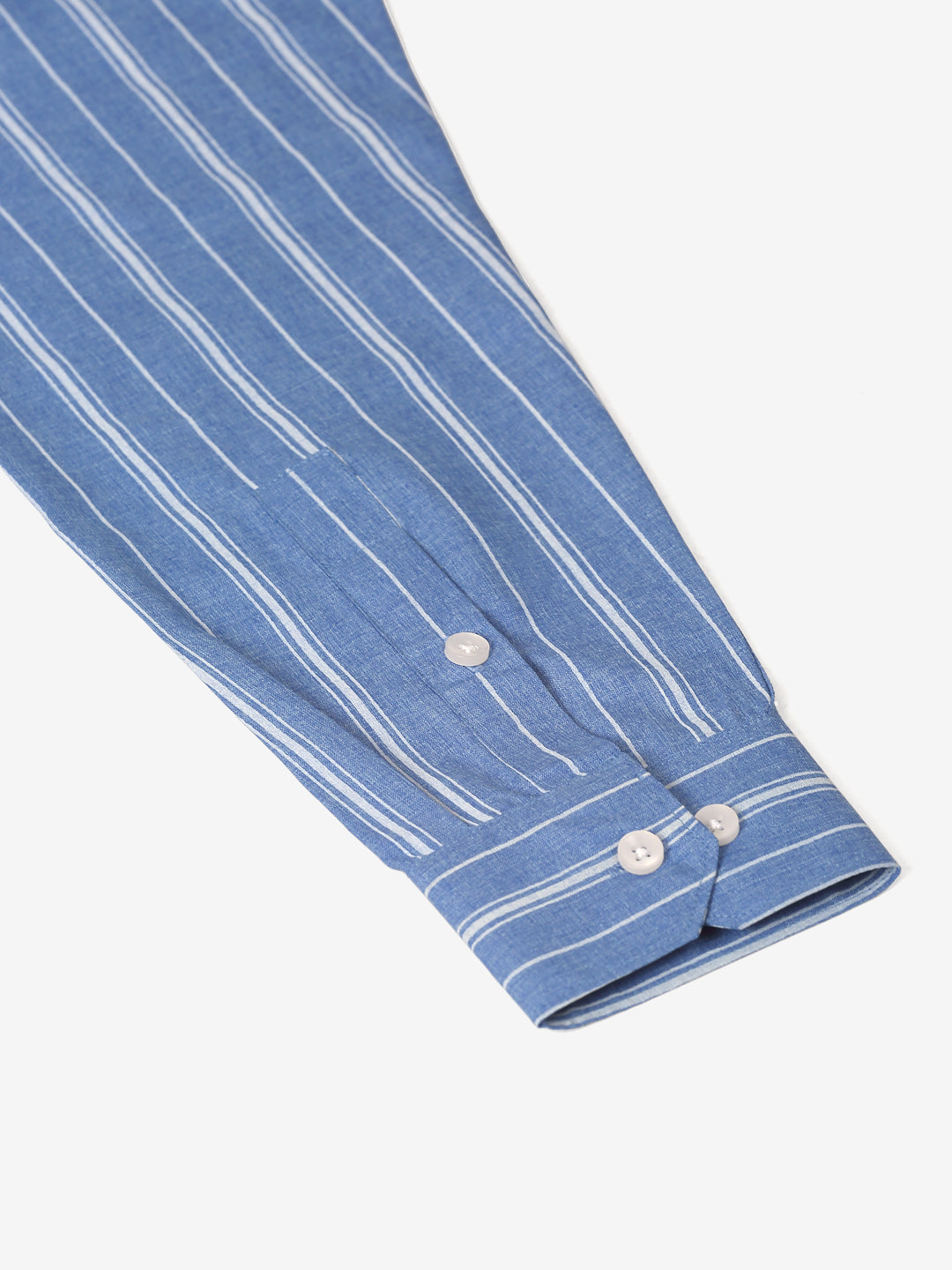 Jainish Men's Blue & White Classic Striped Formal Shirt | Grocsy
