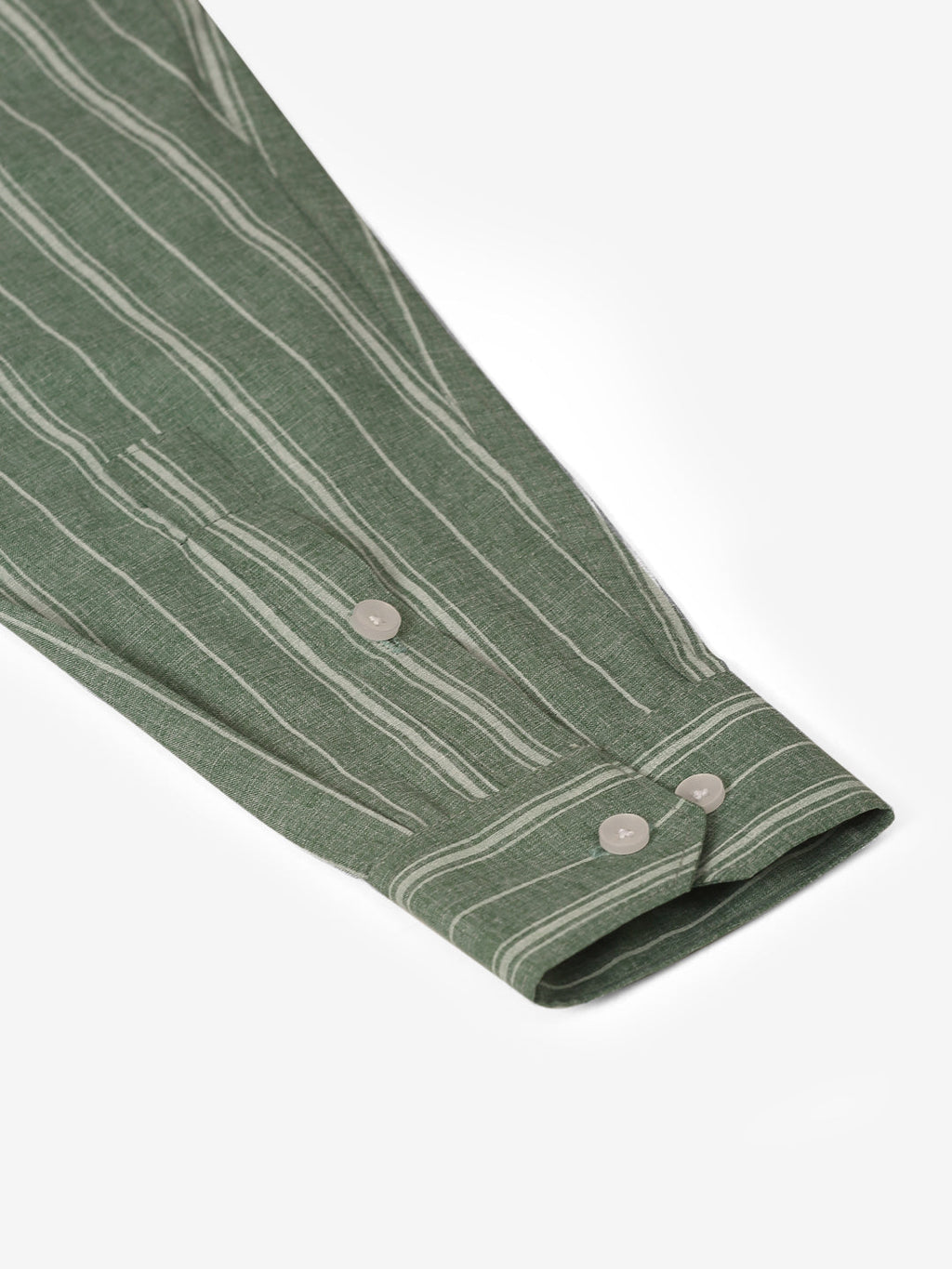 Jainish Men's Green & White Classic Striped Formal Shirt | Grocsy