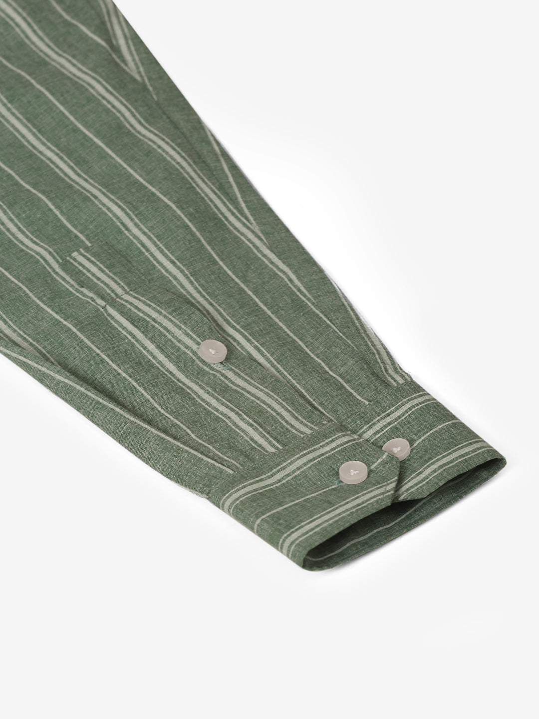 Jainish Men's Green & White Classic Striped Formal Shirt | Grocsy