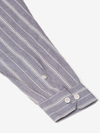 Jainish Men's Light Grey & White Classic Striped Formal Shirt | Grocsy