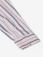 Jainish Men's White & Blue Classic Striped Formal Shirt | Grocsy