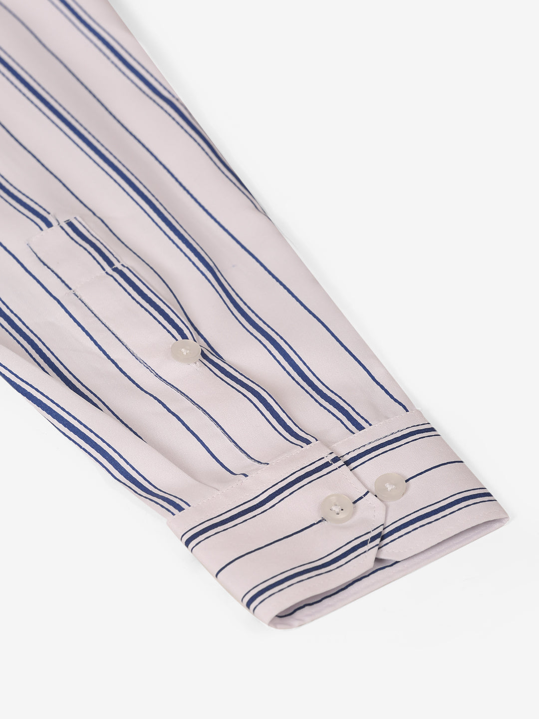Jainish Men's White & Blue Classic Striped Formal Shirt | Grocsy