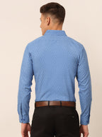 Jainish Men's Blue Classic Printed Formal Shirt | Grocsy