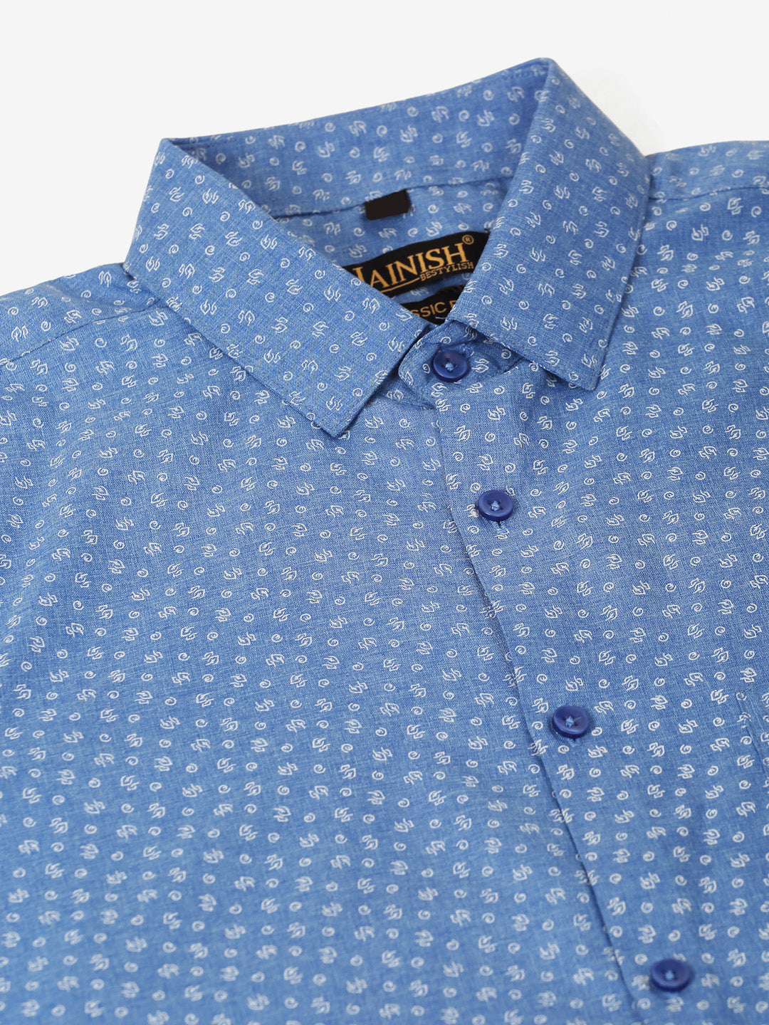 Jainish Men's Blue Classic Printed Formal Shirt | Grocsy