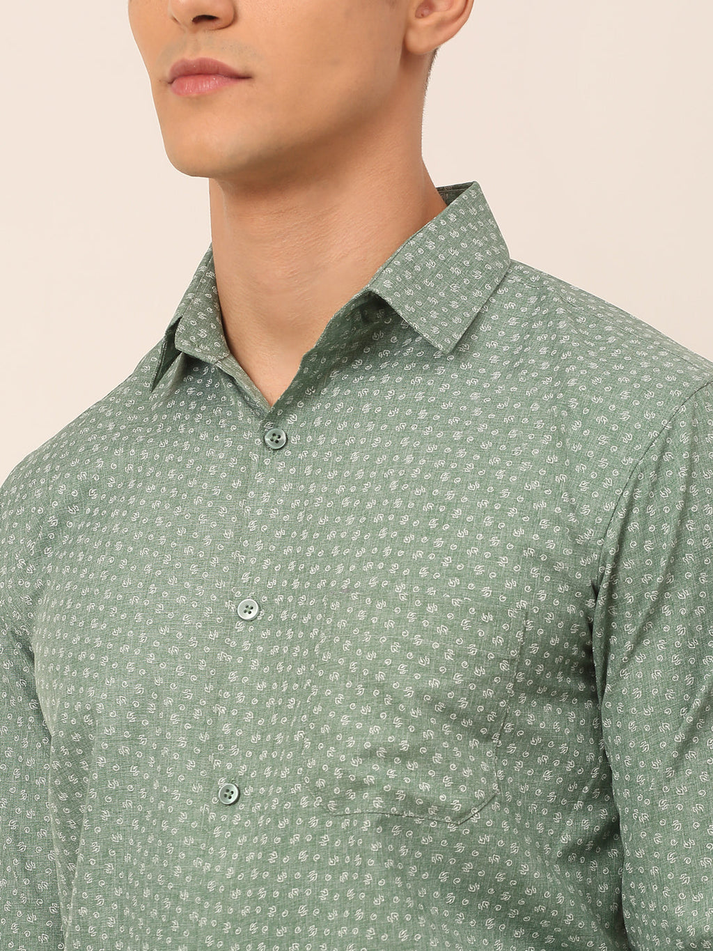 Jainish Men's Green Classic Printed Formal Shirt | Grocsy