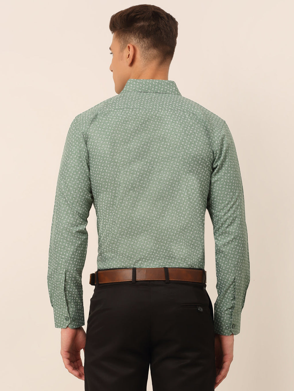 Jainish Men's Green Classic Printed Formal Shirt | Grocsy