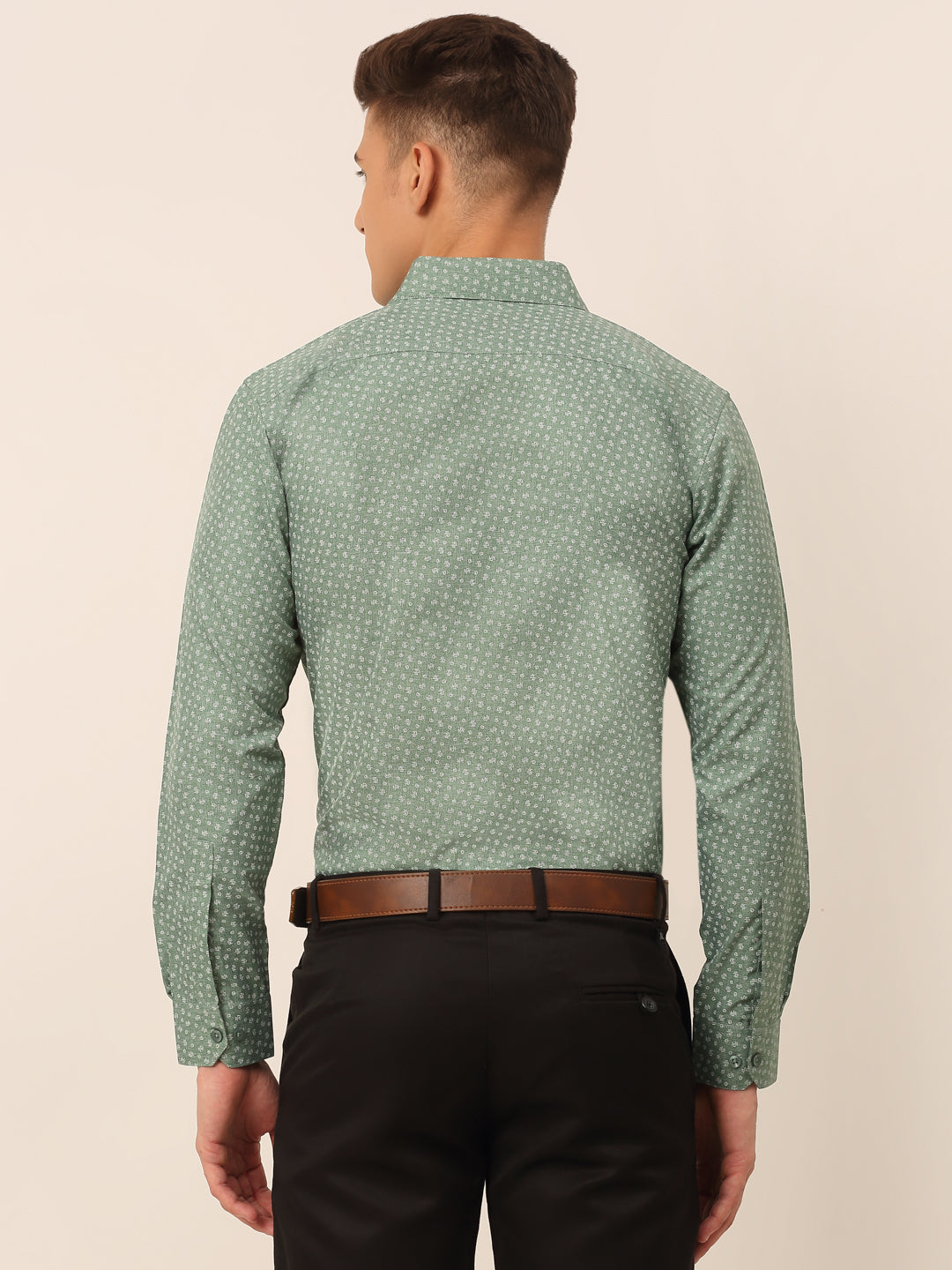 Jainish Men's Green Classic Printed Formal Shirt | Grocsy