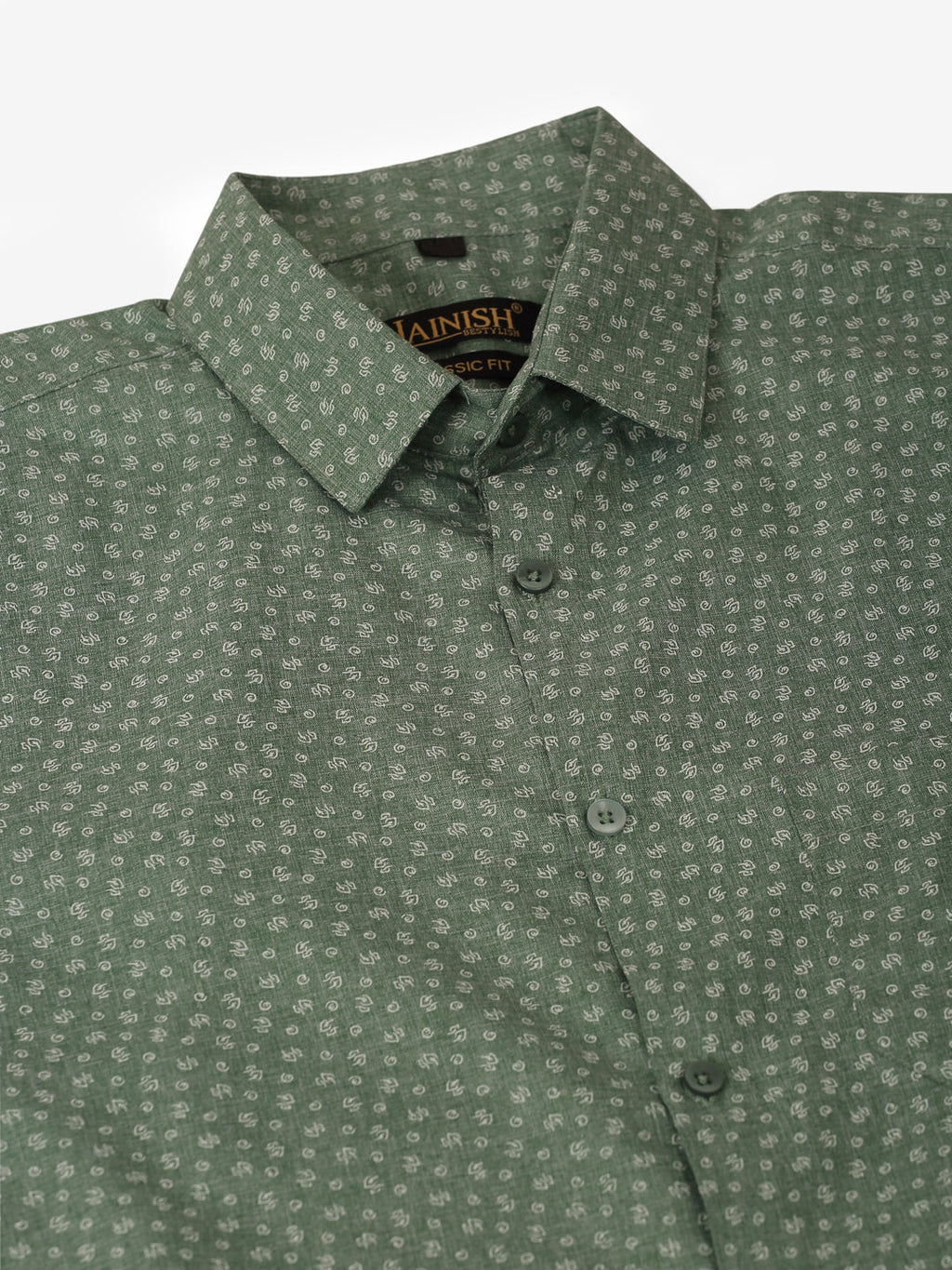 Jainish Men's Green Classic Printed Formal Shirt | Grocsy