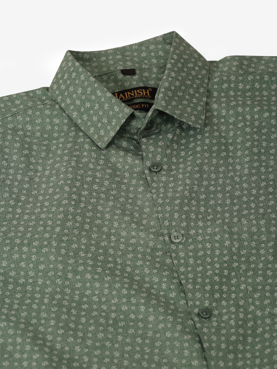 Jainish Men's Green Classic Printed Formal Shirt | Grocsy