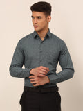 Jainish Men's Grey Classic Printed Formal Shirt | Grocsy