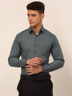 Jainish Men's Grey Classic Printed Formal Shirt | Grocsy