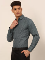 Jainish Men's Grey Classic Printed Formal Shirt | Grocsy