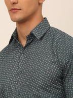 Jainish Men's Grey Classic Printed Formal Shirt | Grocsy
