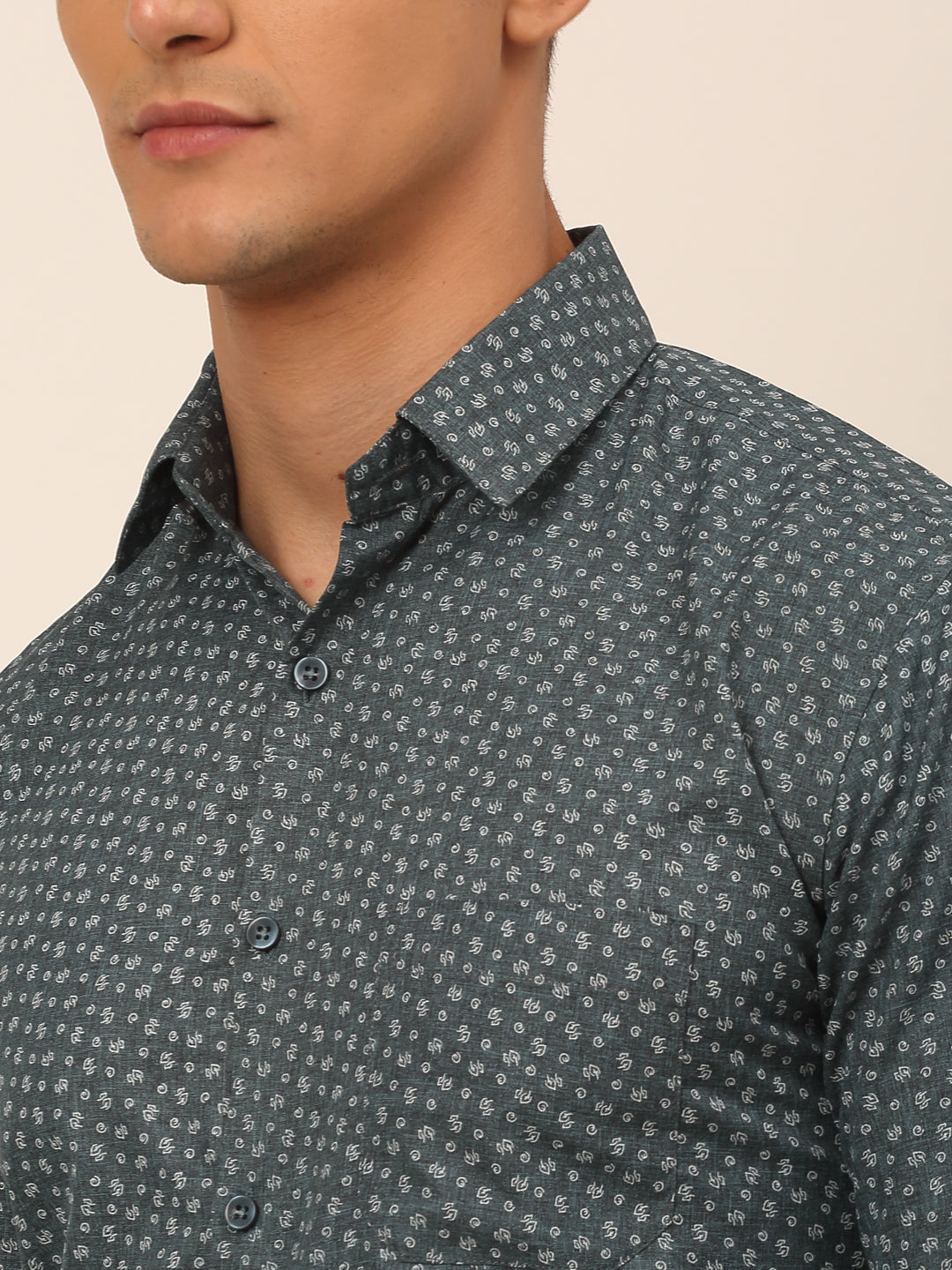 Jainish Men's Grey Classic Printed Formal Shirt | Grocsy