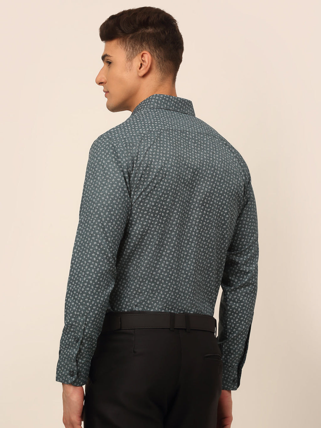 Jainish Men's Grey Classic Printed Formal Shirt | Grocsy