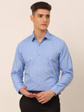 Jainish Men's Blue Classic Printed Formal Shirt | Grocsy