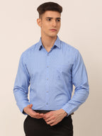 Jainish Men's Blue Classic Printed Formal Shirt | Grocsy