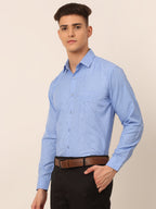 Jainish Men's Blue Classic Printed Formal Shirt | Grocsy