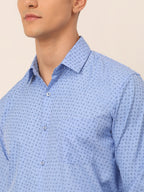 Jainish Men's Blue Classic Printed Formal Shirt | Grocsy