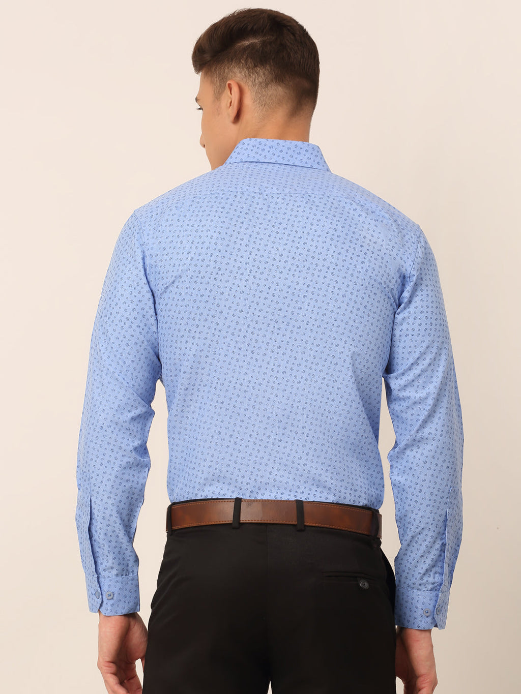 Jainish Men's Blue Classic Printed Formal Shirt | Grocsy