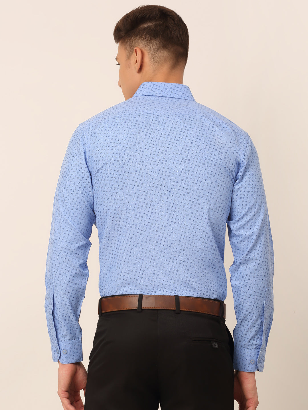 Jainish Men's Blue Classic Printed Formal Shirt | Grocsy
